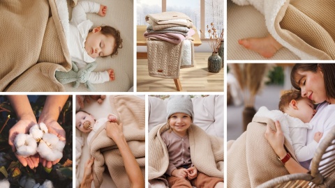 Babyono Kocyk bawełniany z ociepleniem beżowy