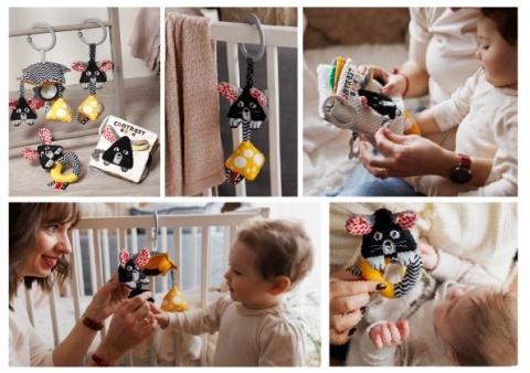 Babyono Karuzelka kontrastowa zawieszka do wózka Mouse