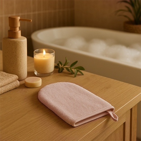 Babyono Bambusowa myjka kąpielowa Natural Bamboo różowa
