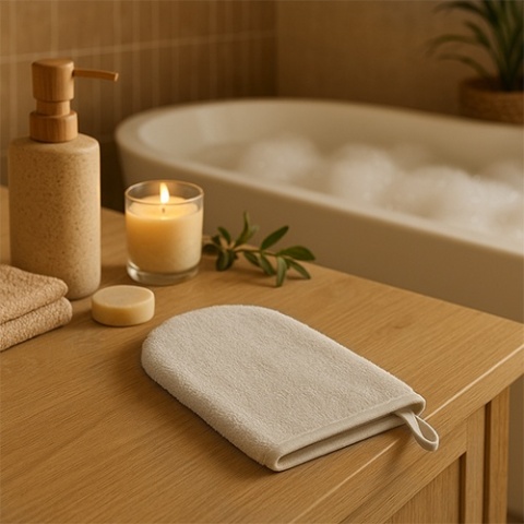 Babyono Bambusowa myjka kąpielowa Natural Bamboo jasny beż