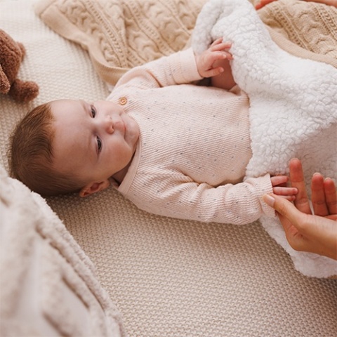 Babyono Kocyk bawełniany z ociepleniem beżowy