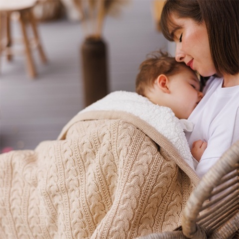 Babyono Kocyk bawełniany z ociepleniem beżowy