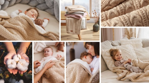 Babyono Kocyk bawełniany z ociepleniem beżowy