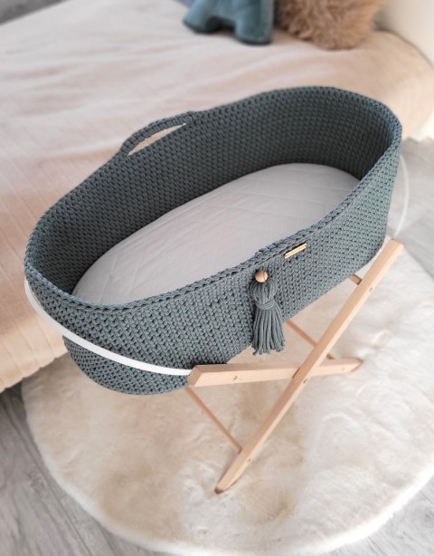 Kosz Mojżesza BOHO bawełniany Handmade z materacykiem - laurel