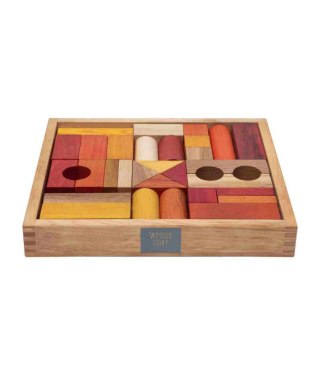 Wooden Story Drewniane Klocki w Skrzynce - Barwa Ciepła, 30 Elementów