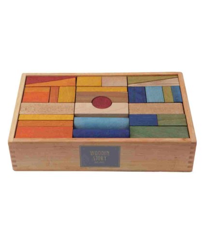 Wooden Story Drewniane Klocki w Skrzynce - Kolorowe, XL 63 elementy
