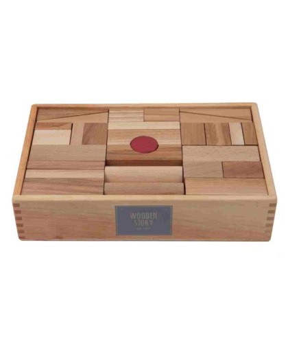 Wooden Story Drewniane Klocki w Skrzynce - Naturalne, XL 63 elementy