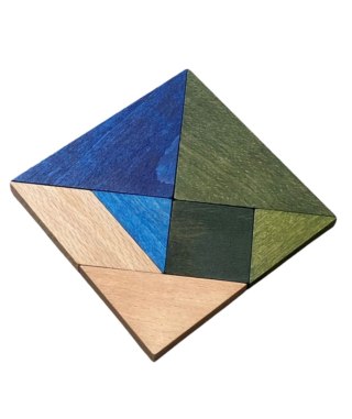 Wooden Story Drewniany Tangram w woreczku - barwa zimna
