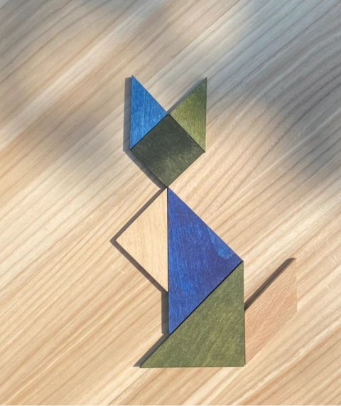 Wooden Story Drewniany Tangram w woreczku - barwa zimna