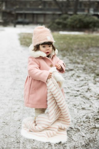 Elodie Details Czapka zimowa, Furry Knit - Powder Pink - 6-12 miesięcy