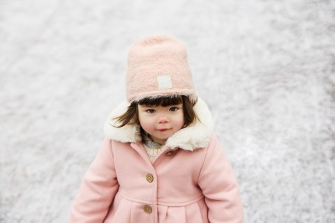 Elodie Details Czapka zimowa, Furry Knit - Powder Pink - 6-12 miesięcy