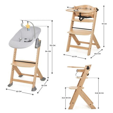 Kinderkraft Krzesełko do karmienia Enock z leżaczkiem Calmee Grey