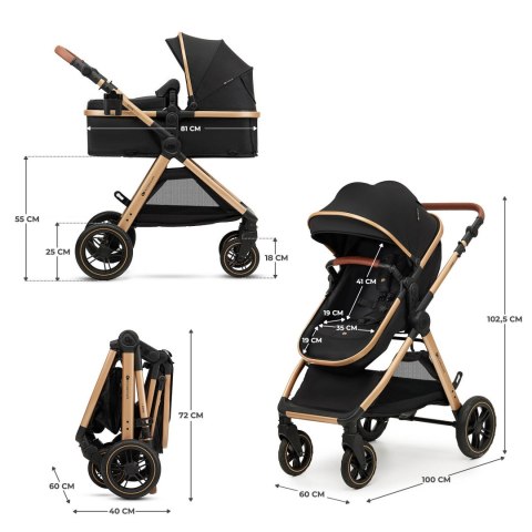 Kinderkraft Wózek wielofunkcyjny ESME 3w1 Pure Black + Mink Pro 2