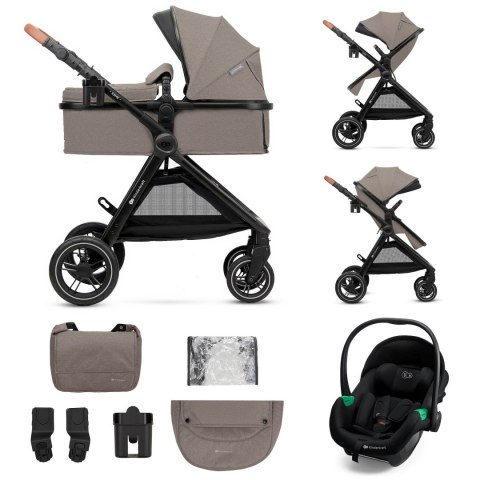 Kinderkraft Wózek wielofunkcyjny Esme Pro 3w1 Sand Beige + Mink Pro 2