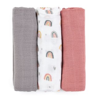 Petite&Mars Zestaw pieluszek z muślinu bambusowego 3 szt 68x68 cm Rose Rainbows