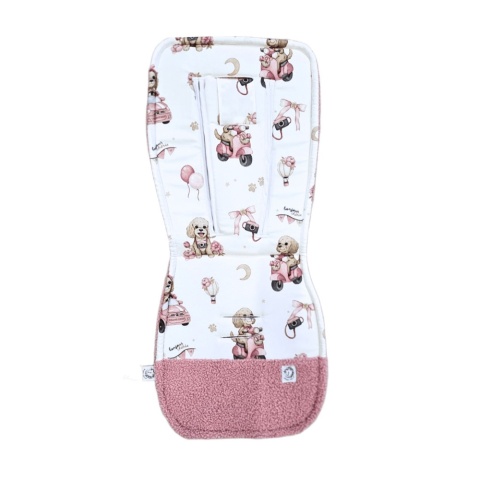 Dwustronna Wkładka do wózka spacerowego 5 pkt pasy Bambus&Bouclé Bianca