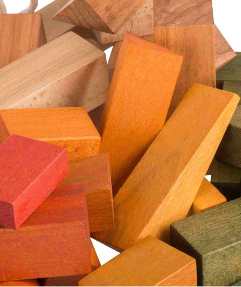 Drewniane Klocki w Worku Wooden Story - Kolorowe, XL 50 elementów