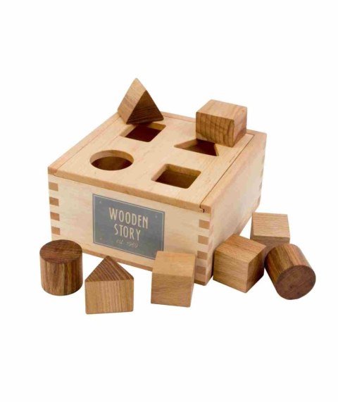 Drewniany Box do Sortowania Kształtów Wooden Story- Naturalny