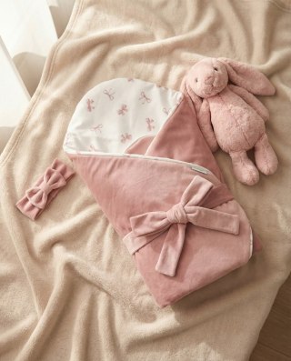 Rożek niemowlęcy 75x75 Pudrowe Kokardki Albero Mio