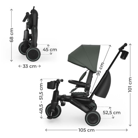 Rowerek trójkołowy 6w1 Kinderkraft Jazz 3 9m+ Zielony