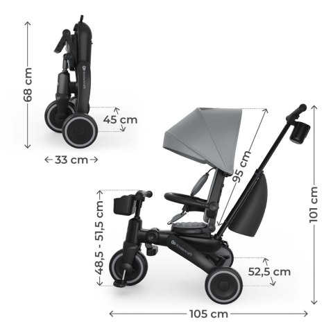 Rowerek trójkołowy 6w1 Kinderkraft Jazz 3 9m+ Szary