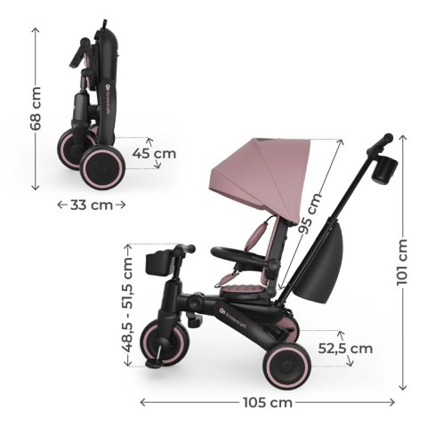 Rowerek trójkołowy 6w1 Kinderkraft Jazz 3 9m+ Różowy