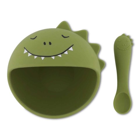 Zestaw do karmienia Miseczka z przyssawką i łyżeczką Dinozaur 4m+ Trixie Baby