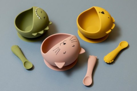 Zestaw do karmienia Miseczka z przyssawką i łyżeczką Dinozaur 4m+ Trixie Baby