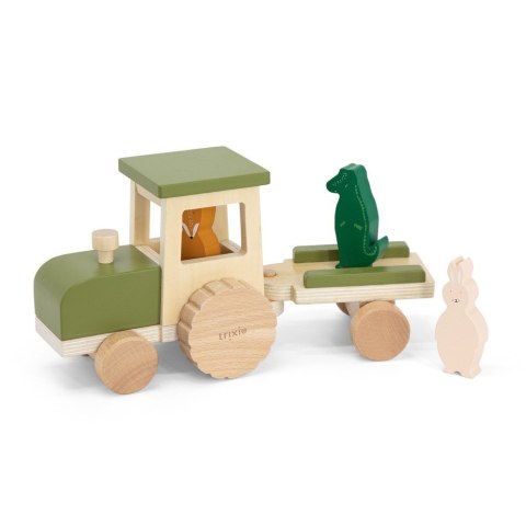 Drewniany traktor z przyczepą Trixie Baby