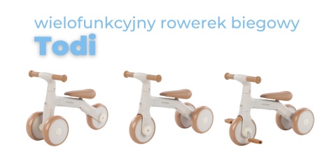 Rowerek trójkołowy biegowy z pedałami 3w1 wielofunkcyjny Moovkee Todi blossom pink