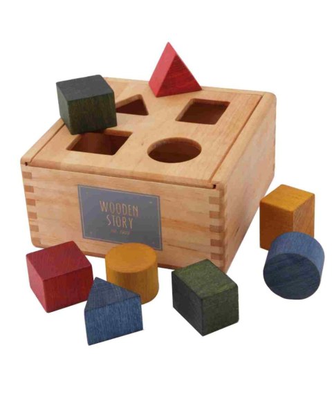 Wooden Story Drewniany Box do Sortowania Kształtów Kolorowy