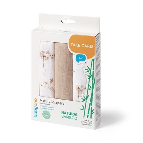 Naturalne pieluszki z włókien bambusa Natural Bamboo beżowy Babyono