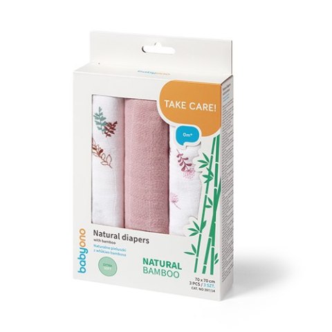 Naturalne pieluszki z włókien bambusa Natural Bamboo różowy Babyono