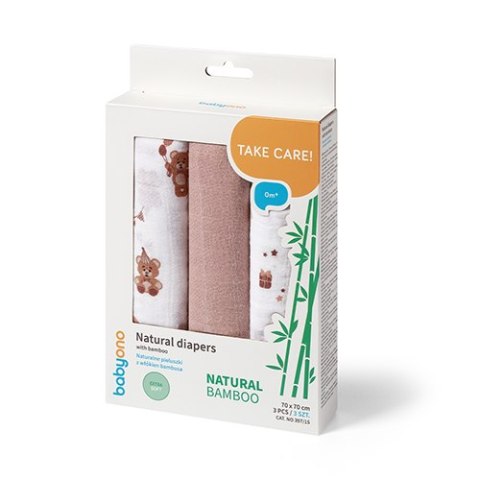 Naturalne pieluszki z włókien bambusa Natural Bamboo brązowy Babyono