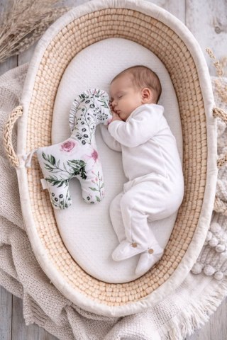 Konik LUCKY miękka maskotka z bawełny dla niemowląt - Peonie różowe