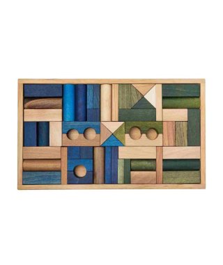 Wooden Story Drewniane Klocki w Skrzynce - Barwa Zimna, 54 Elementy