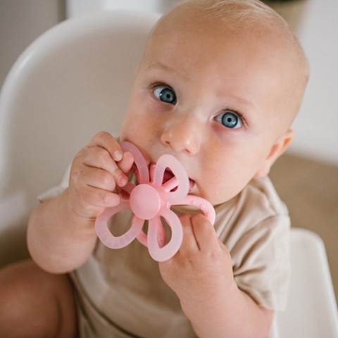 Gryzak silikonowy Flower różowy Babyono