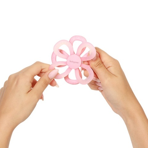 Gryzak silikonowy Flower różowy Babyono