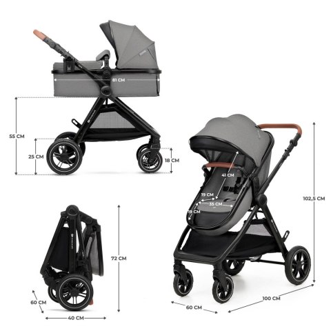 Wózek wielofunkcyjny ESME Pro 3w1 Moonlight Grey + Mink Pro 2 Kinderkraft