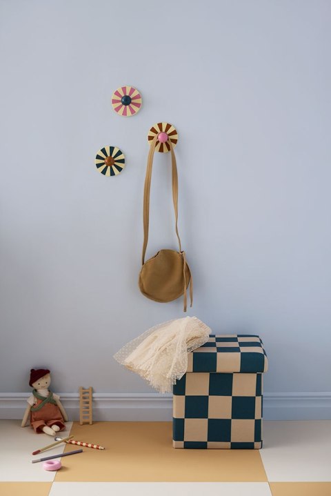 Kid's Concept - Pufa ze schowkiem w szachownicę - 30 cm, check teal