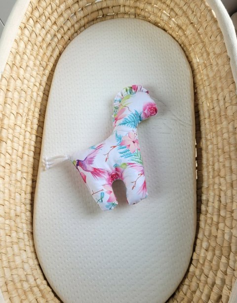 Konik LUCKY miękka maskotka z bawełny dla niemowląt - Koliberki w kwiatach
