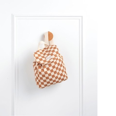 Plecak dziecięcy w kratkę Petit Chou ecru/karmel, lekki Sauthon