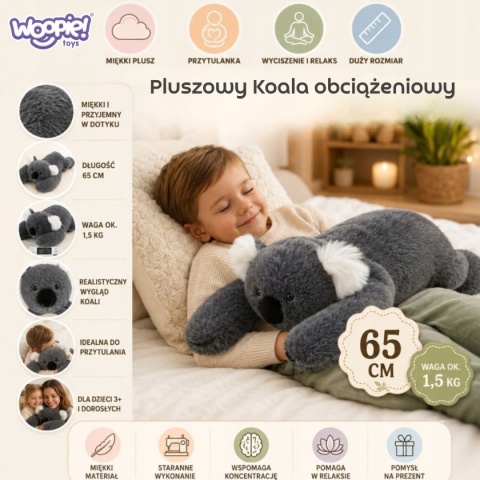Pluszak obciążeniowy Koala 65 cm 1,5 kg Woopie przytulanka sensoryczna