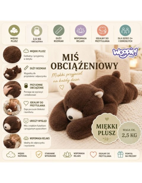 Pluszak obciążeniowy Miś Balboa 65 cm 2,5 kg Woopie Przytulanka sensoryczna