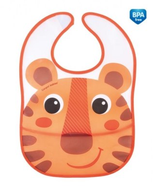 Śliniak zmywalny z kieszenią Hello Little pomarańczowy Canpol