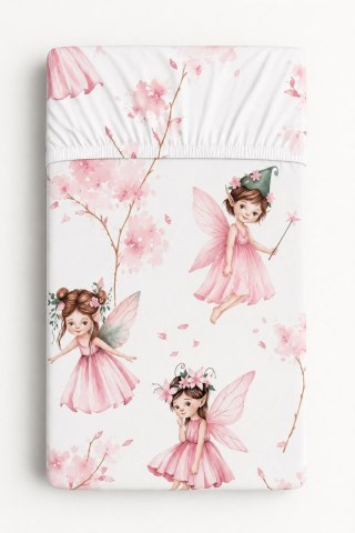 Prześcieradło bawełniane z gumką do łóżeczka 120x60 cm - Blossom Fairies