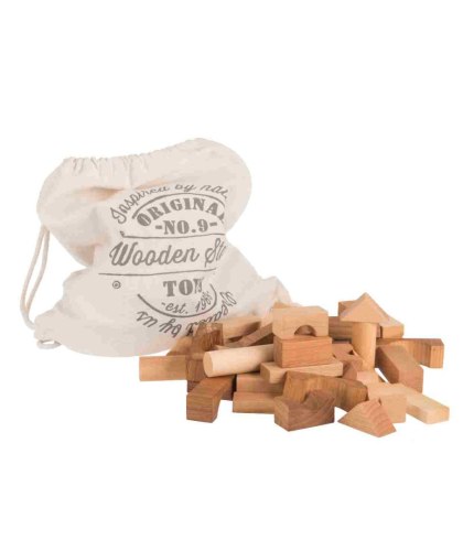 Wooden Story Drewniane Klocki w Worku - Naturalne, 100 elementów