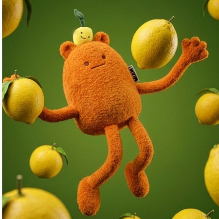 DOUDOU - MIAM! John Lemon, 60 cm, pomarańczowa cytryna