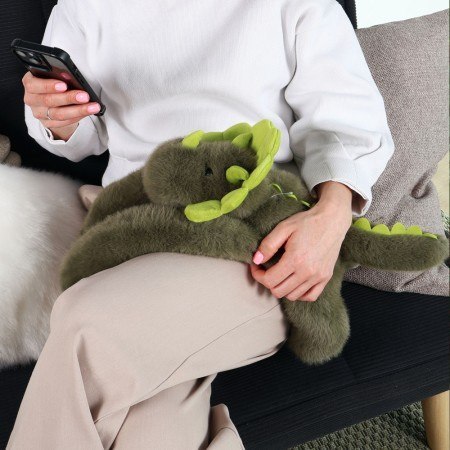 DOUDOU - obciążeniowy pluszowy dinozaur Podcoll Histoire d'Ours, 50 cm, ciemny zielony