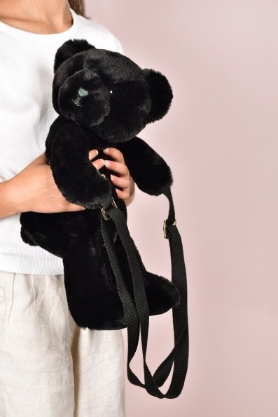 DOUDOU - pluszowa torba na ramię miś, Doudou et Compagnie, czarny
